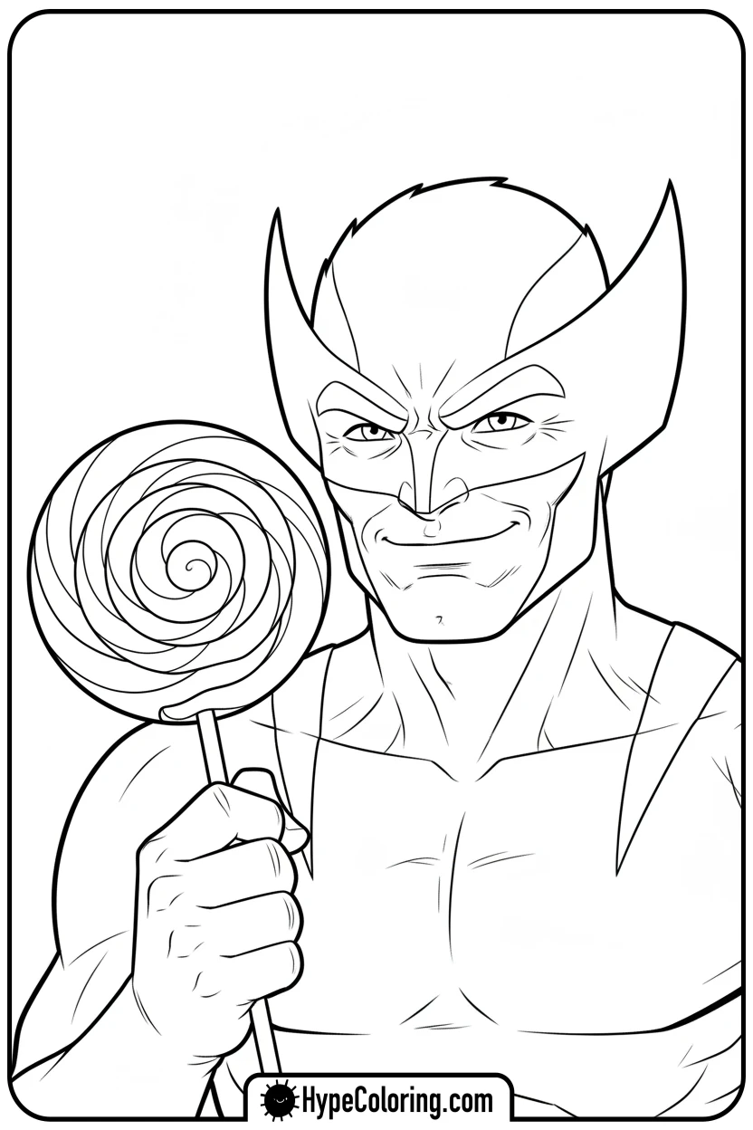 wolverine-with-lollipop - wolverine coloring page
