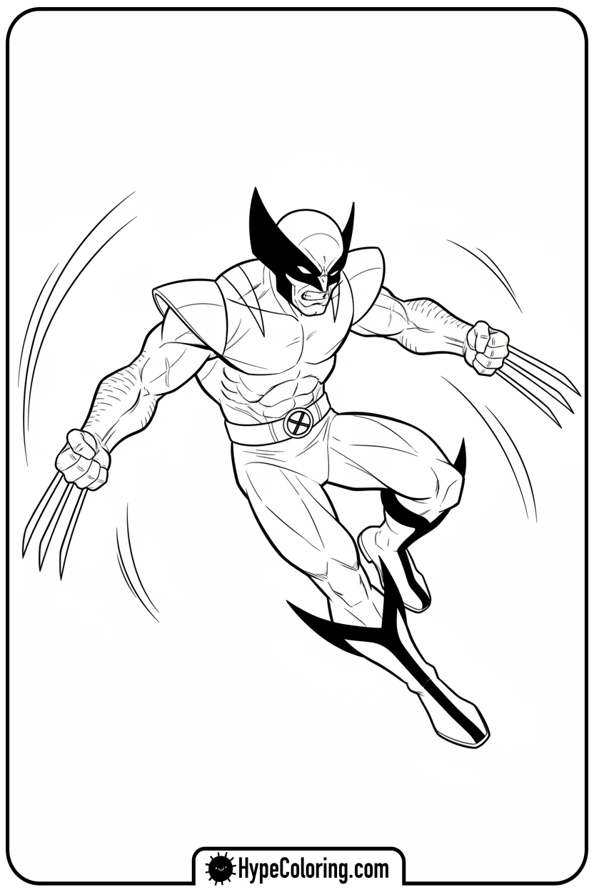 wolverine-slashing-air-with-claws - wolverine coloring page