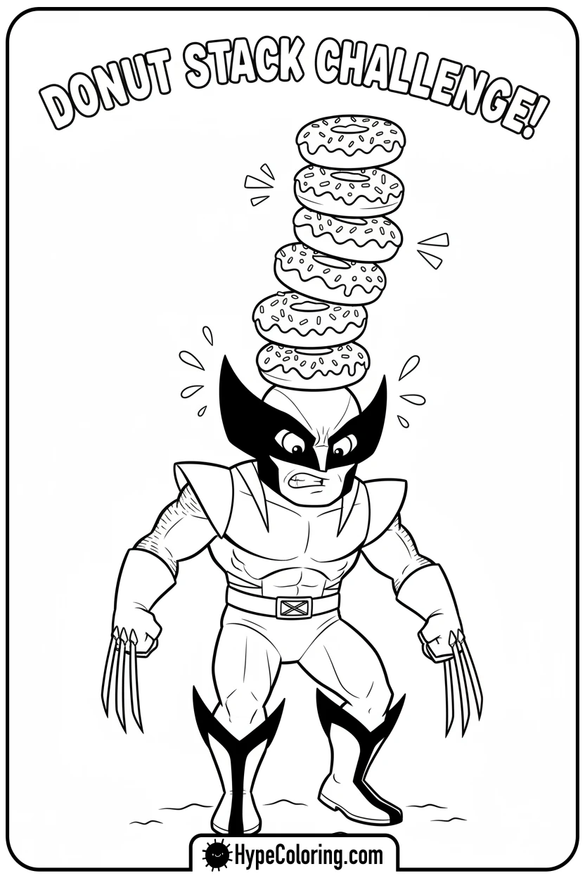 wolverine-balancing-donuts - wolverine coloring page