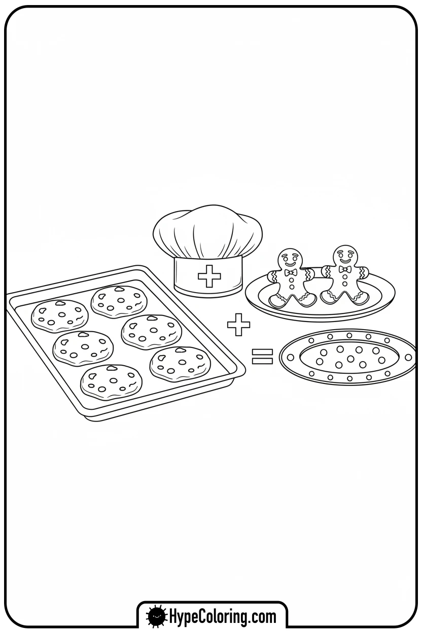 cookies-and-gingerbread-men-on-a-tray - addition coloring pages