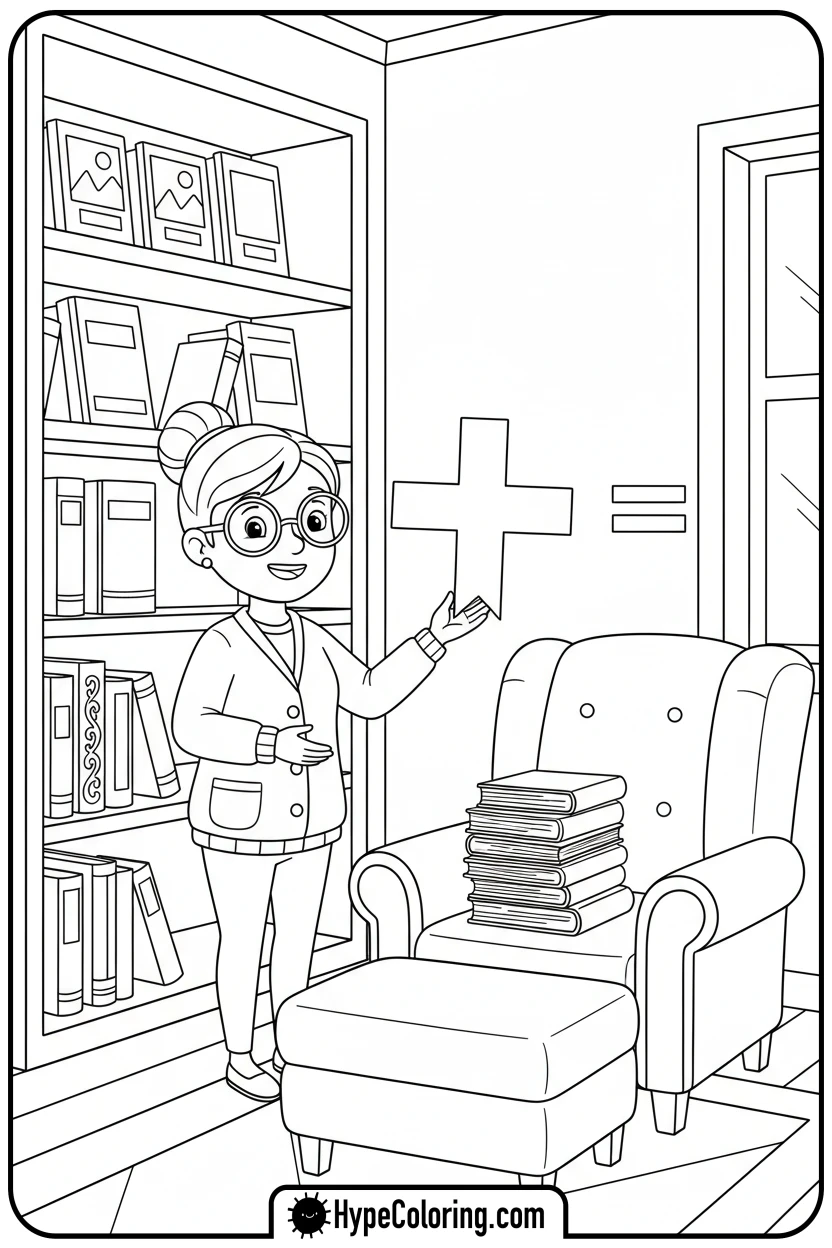 picture-books-and-storybooks-in-a-library - addition coloring pages
