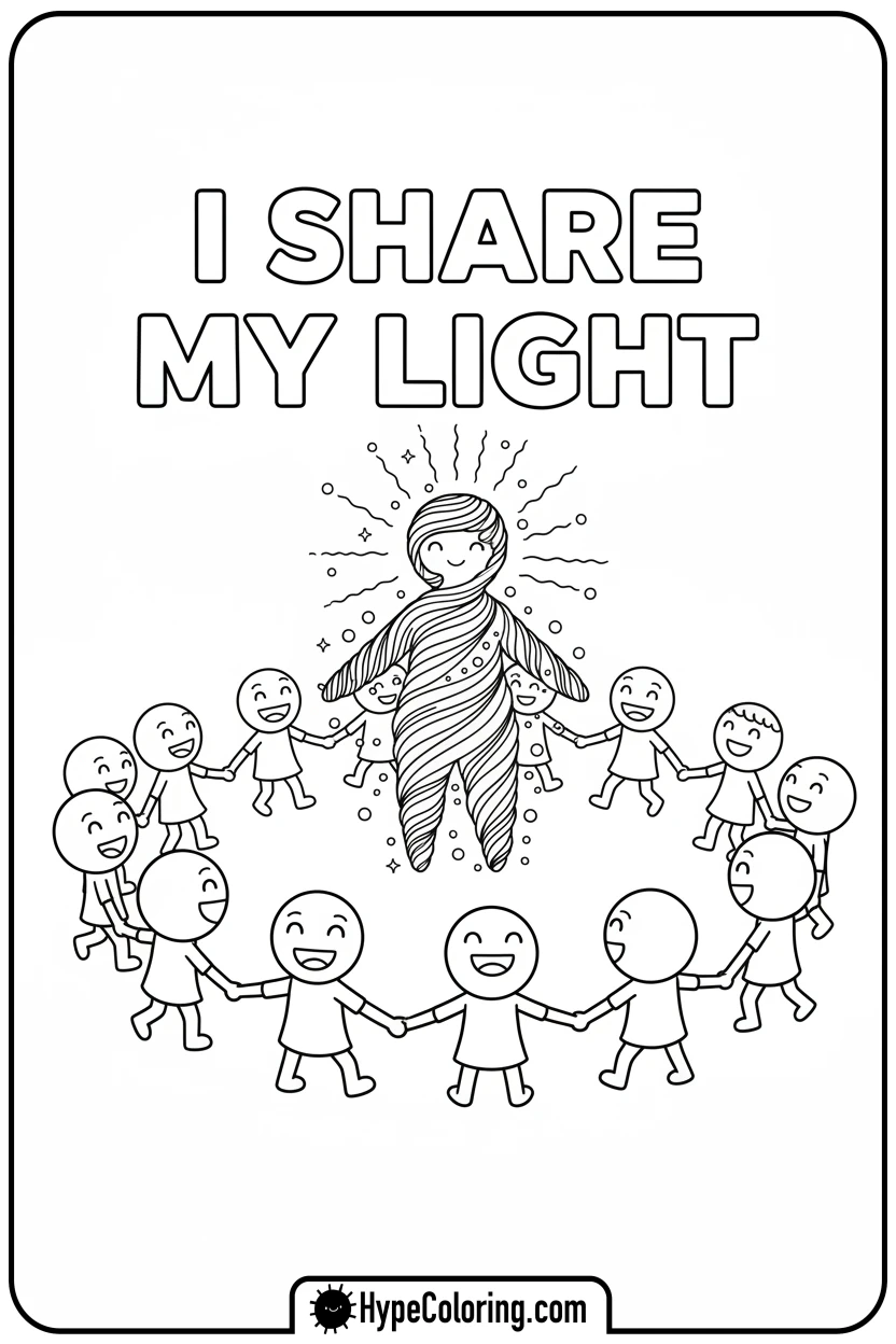 light-character-sharing-warmth-with-others - affirmation coloring pages