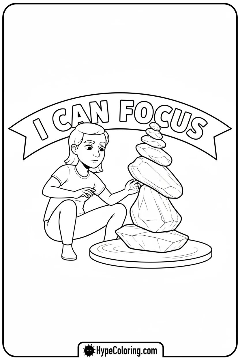 character-balancing-rocks-i-can-focus - affirmation coloring pages