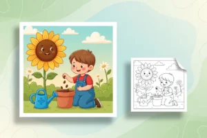 a-beaming-sunflower-watching-as - addition coloring pages