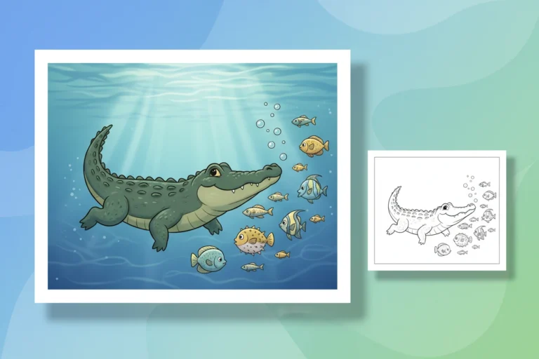a-graceful-alligator-gliding-smoothly - alligator color pages