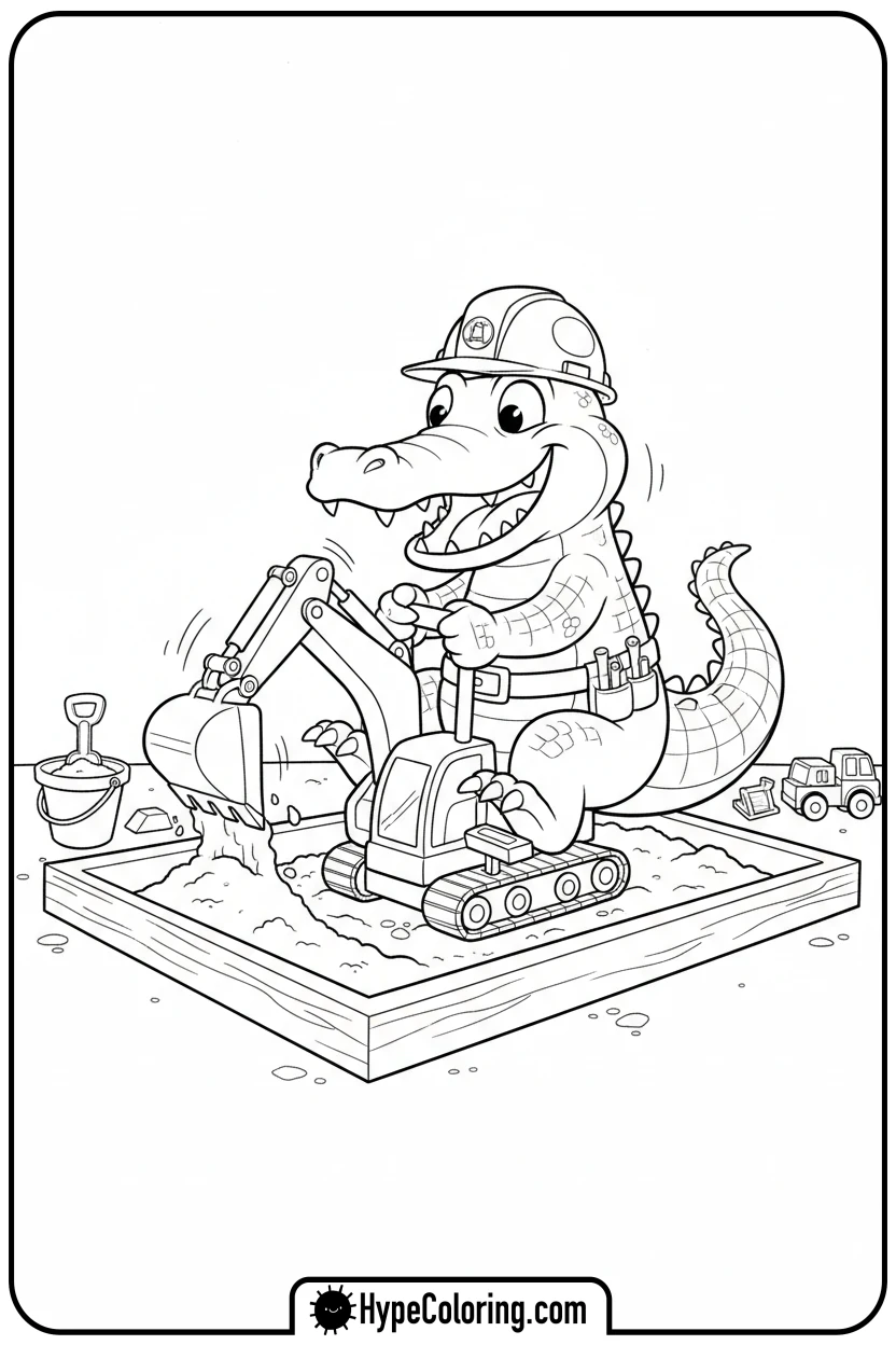 alligator-operating-toy-excavator - alligator color pages
