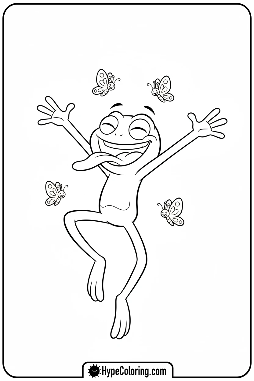 Click to download PDF sprig-jumping-with-butterflies - amphibia coloring pages sprig