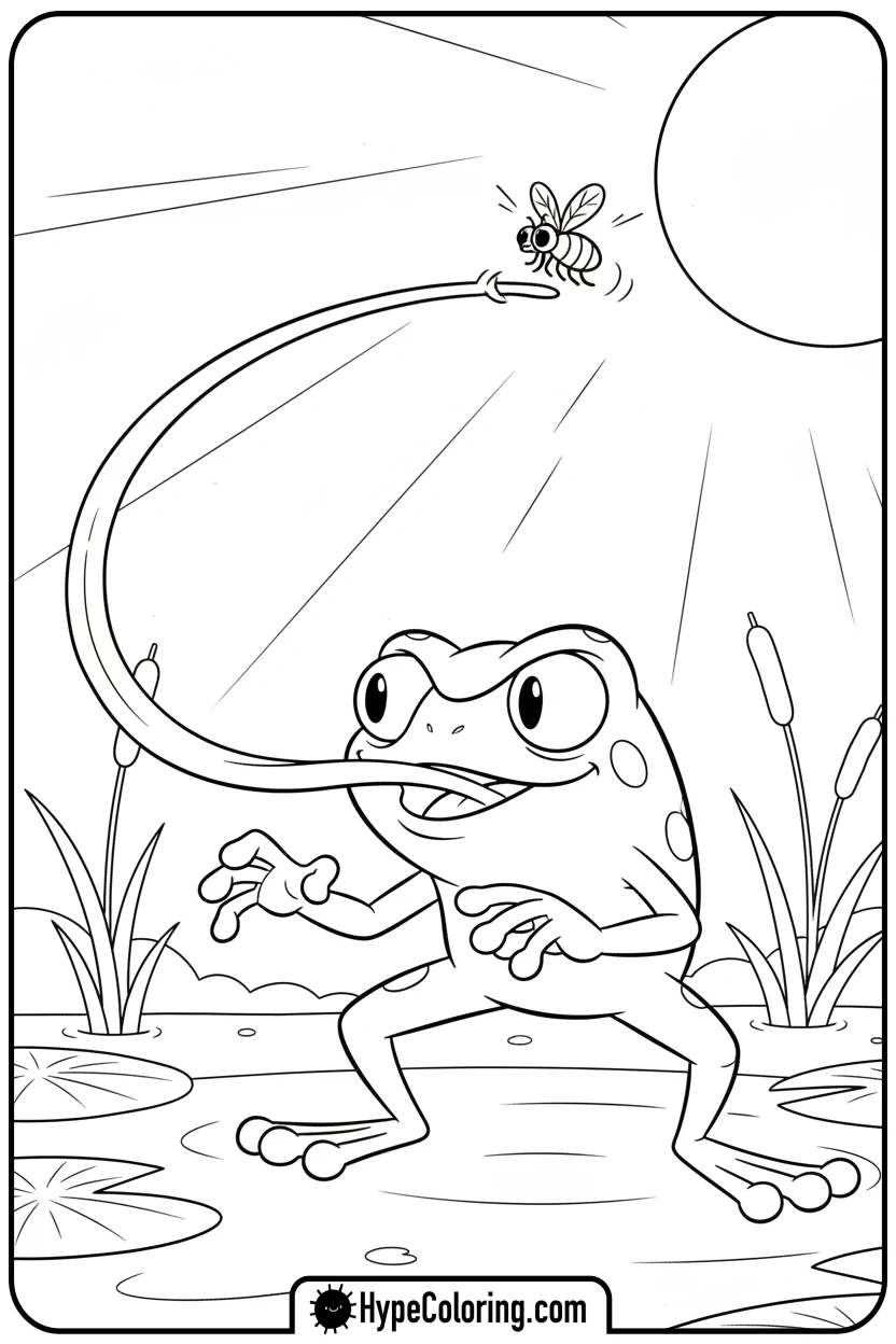 Click to download PDF sprig-catching-fly-with-tongue - amphibia coloring pages sprig
