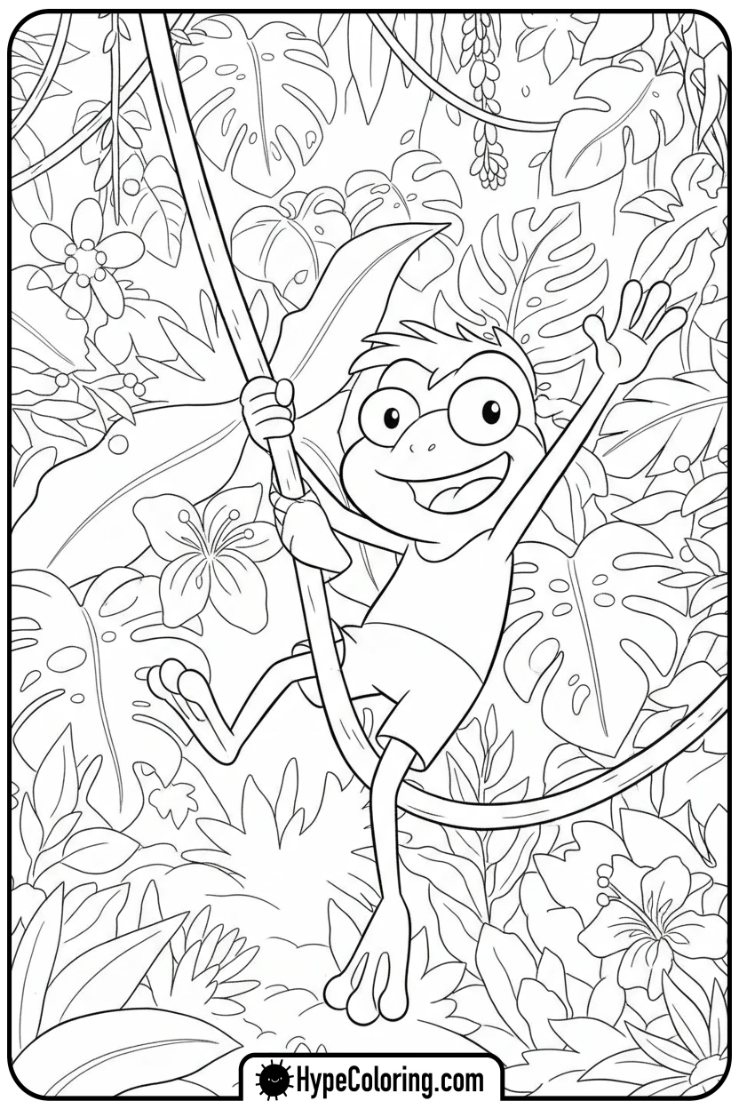 Click to download PDF sprig-swinging-on-vine - amphibia coloring pages sprig