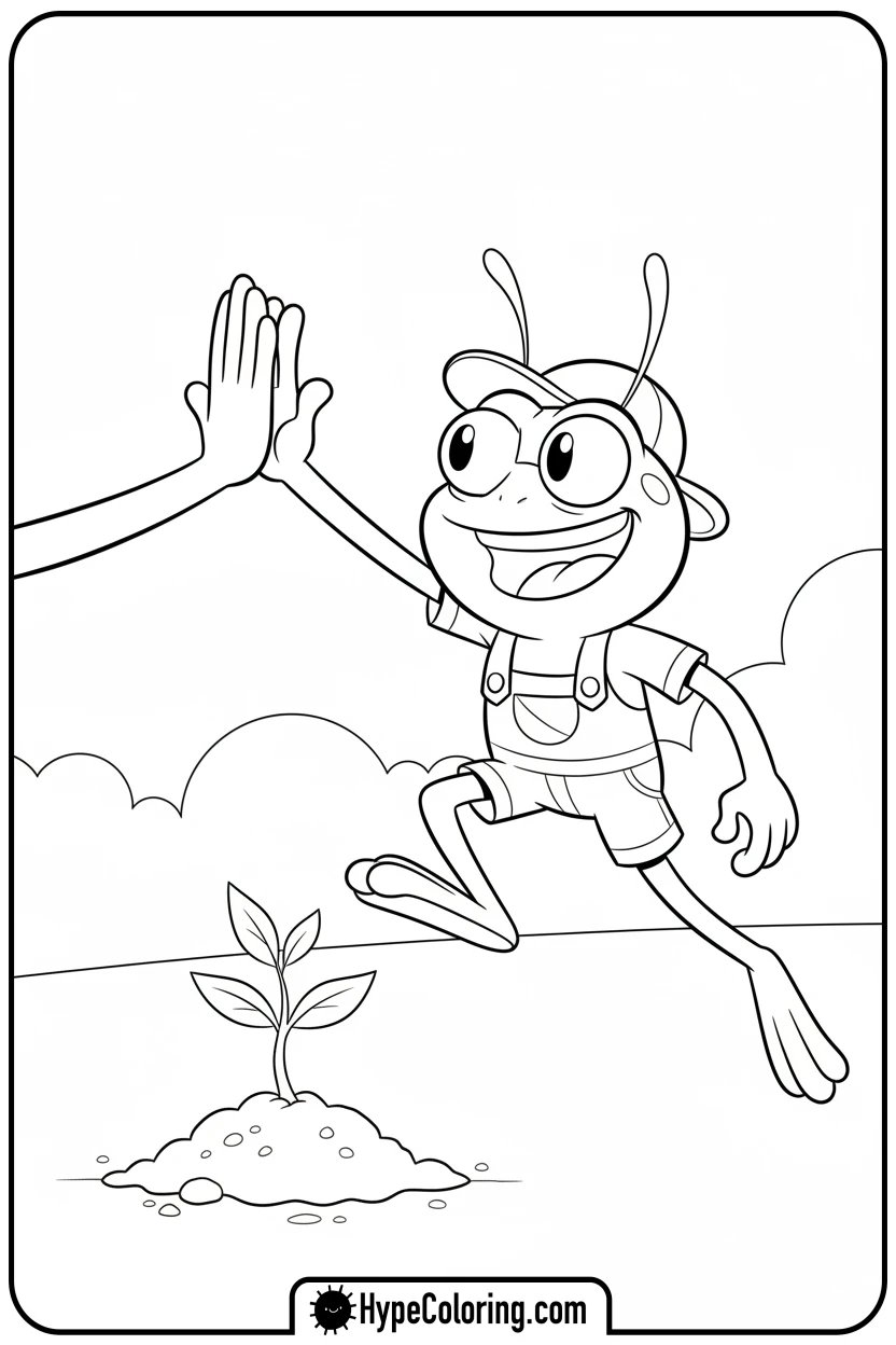 Click to download PDF sprig-high-fiving-over-plant - amphibia coloring pages sprig