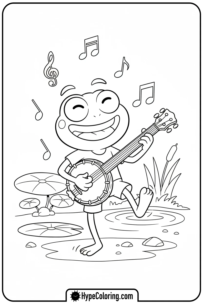 Click to download PDF sprig-playing-banjo-happily - amphibia coloring pages sprig