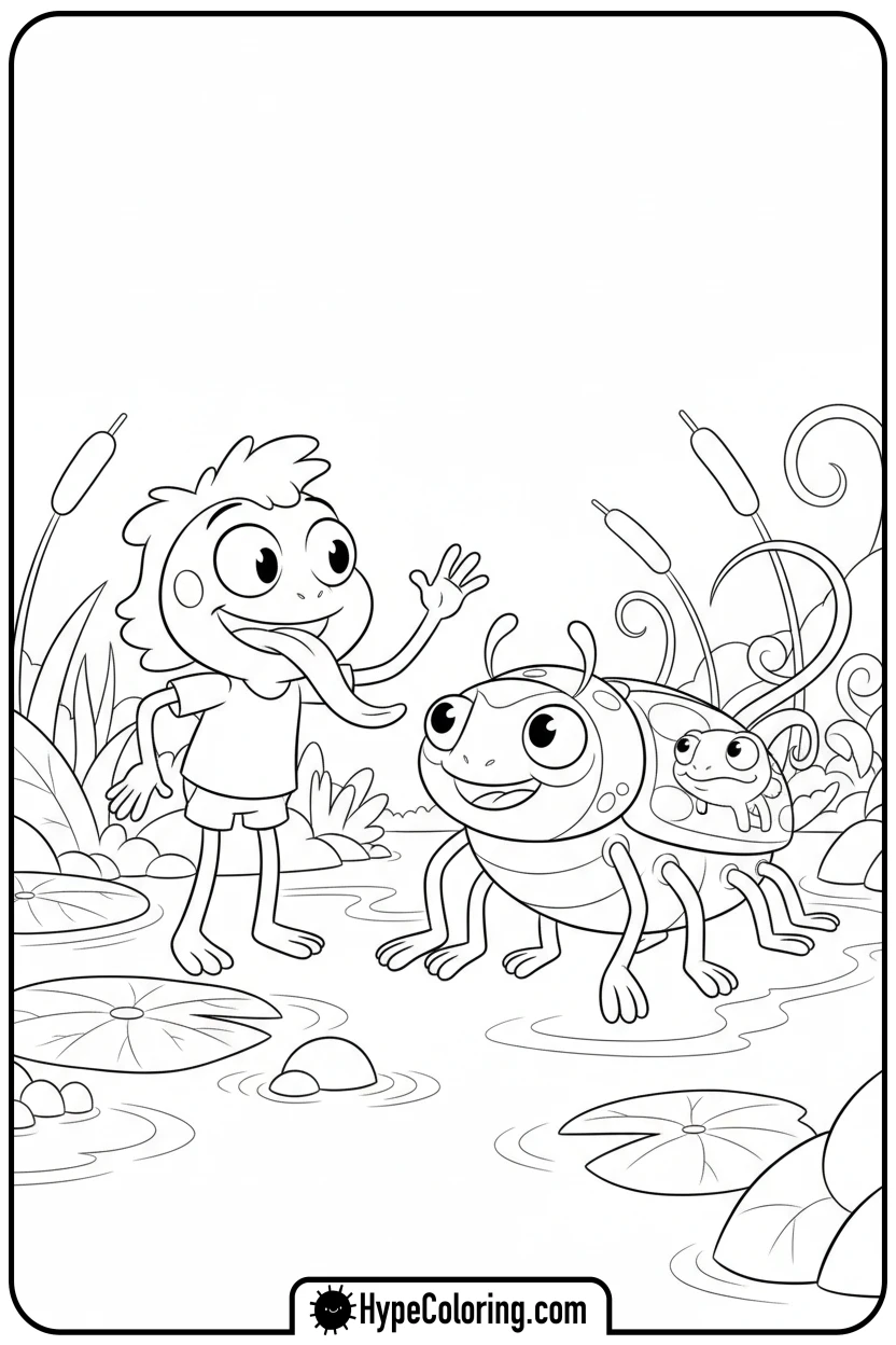 Click to download PDF sprig-greeting-bug-friend - amphibia coloring pages sprig