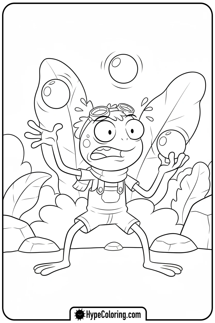 Click to download PDF sprig-trying-to-juggle-berries - amphibia coloring pages sprig