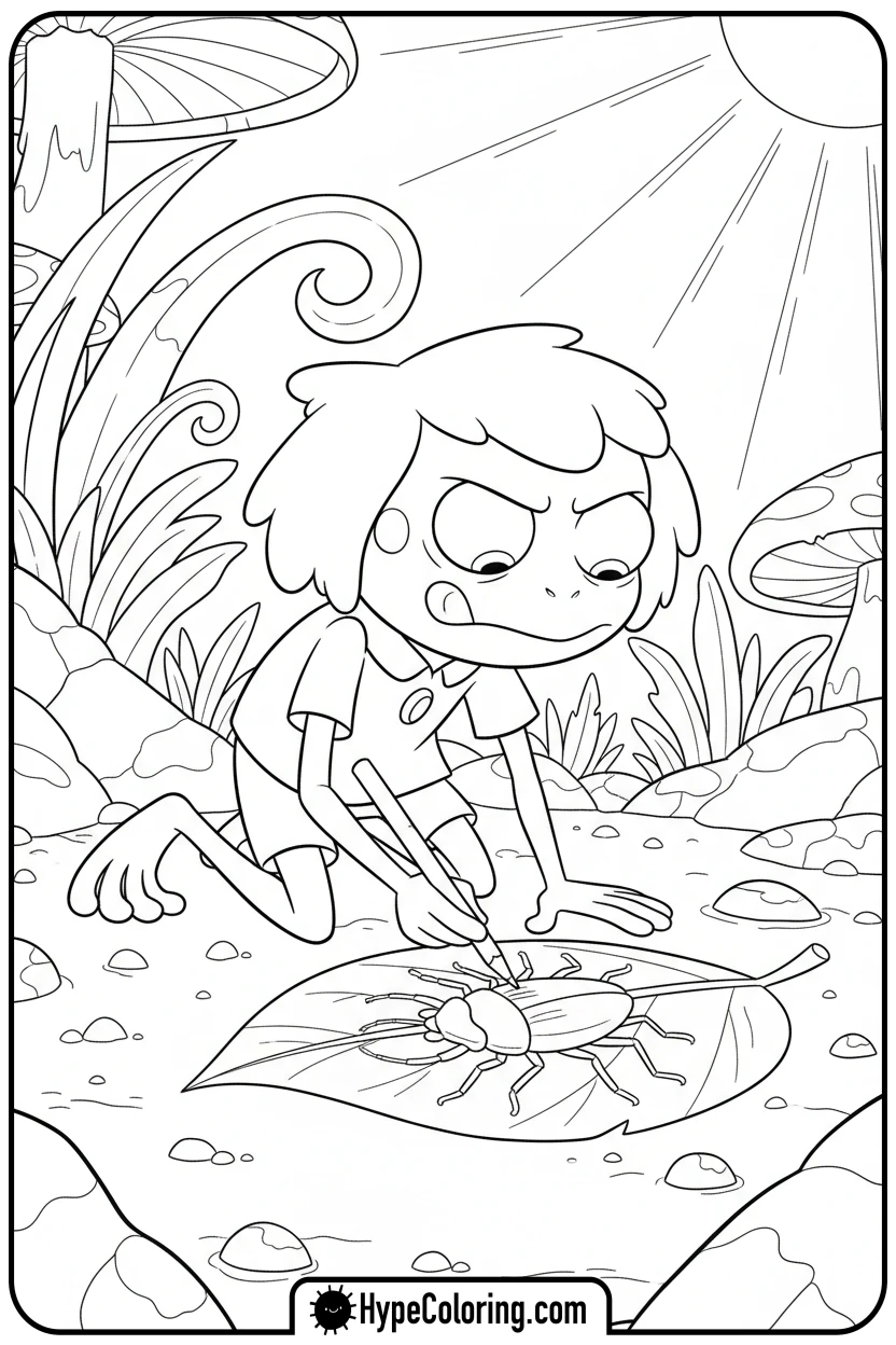 Click to download PDF sprig-drawing-on-leaf - amphibia coloring pages sprig