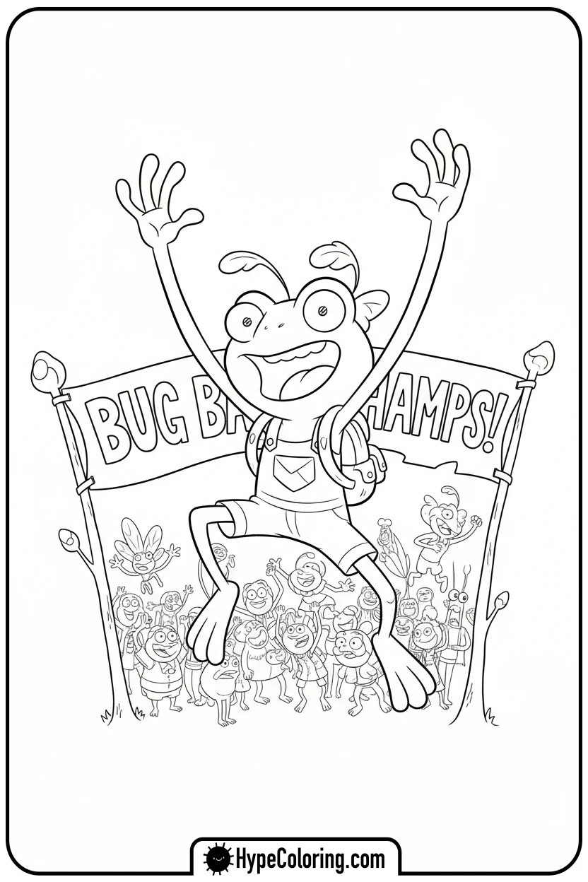 Click to download PDF sprig-cheering-at-game - amphibia coloring pages sprig