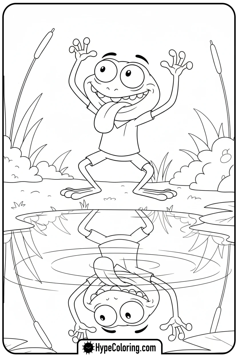 Click to download PDF sprig-making-silly-face-in-puddle - amphibia coloring pages sprig