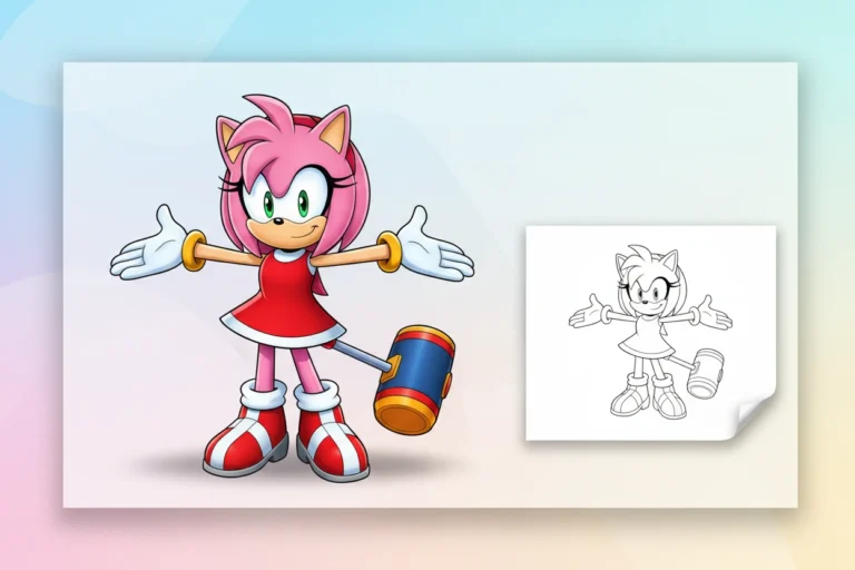 amy-rose-standing-with-her - amy from sonic coloring pages