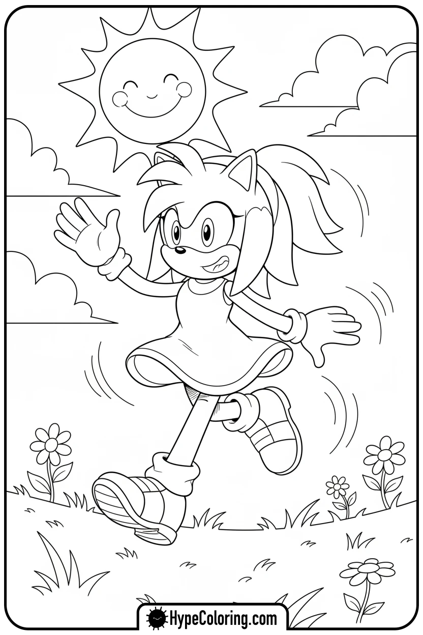 Click to download PDF amy-skipping-happily - amy from sonic coloring pages