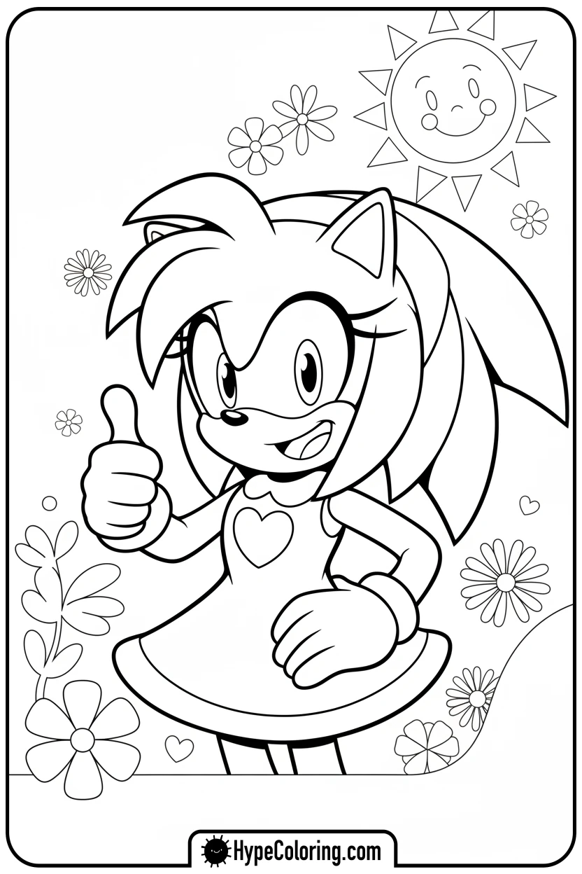 Click to download PDF amy-giving-thumbs-up - amy from sonic coloring pages