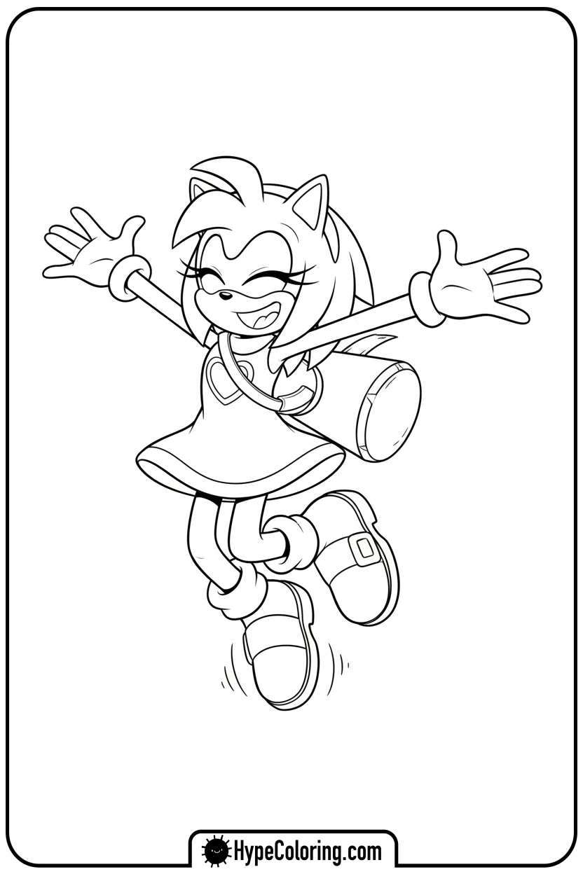 Click to download PDF amy-jumping-for-joy - amy from sonic coloring pages