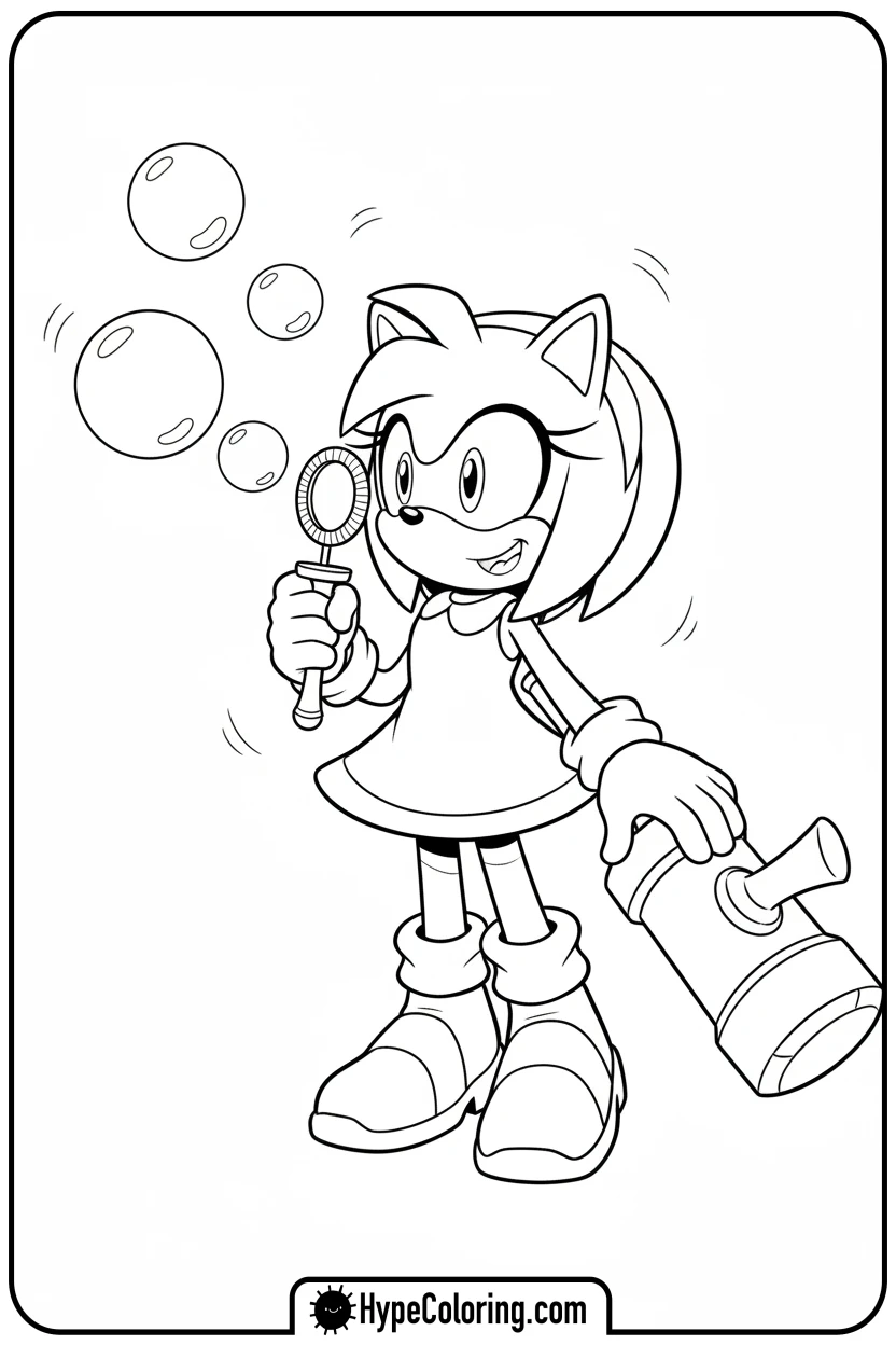 Click to download PDF amy-blowing-bubbles - amy from sonic coloring pages