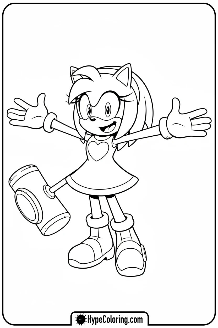 Click to download PDF amy-greeting-with-open-arms - amy from sonic coloring pages