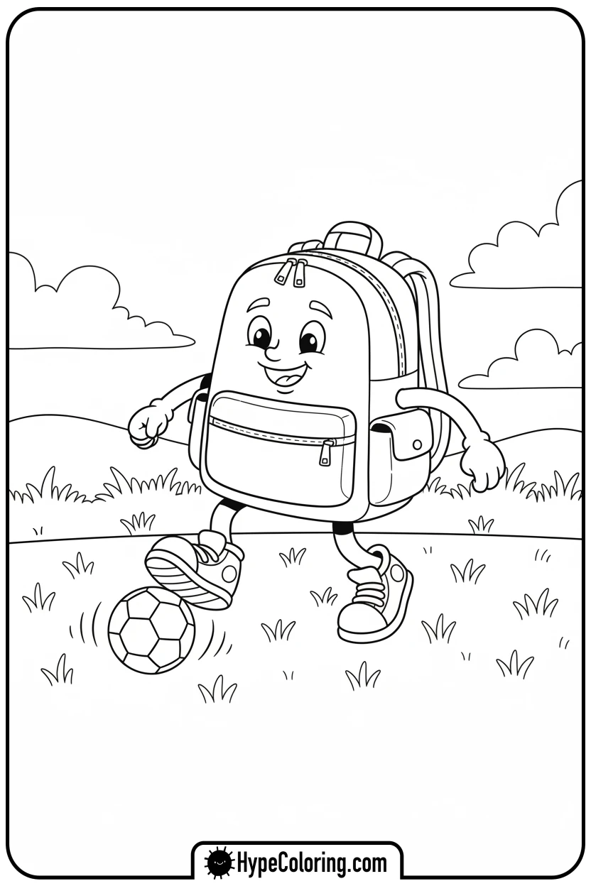 Click to download PDF backpack-playing-soccer - backpack coloring page