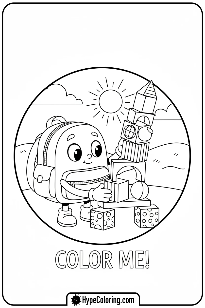 Click to download PDF backpack-stacking-blocks - backpack coloring page
