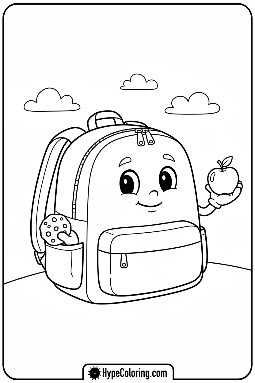 Click to download PDF backpack-sharing-snack - backpack coloring page