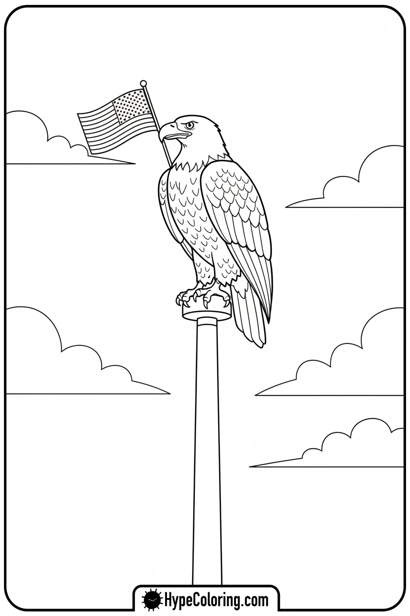 eagle-holding-american-flag - bald eagle coloring page