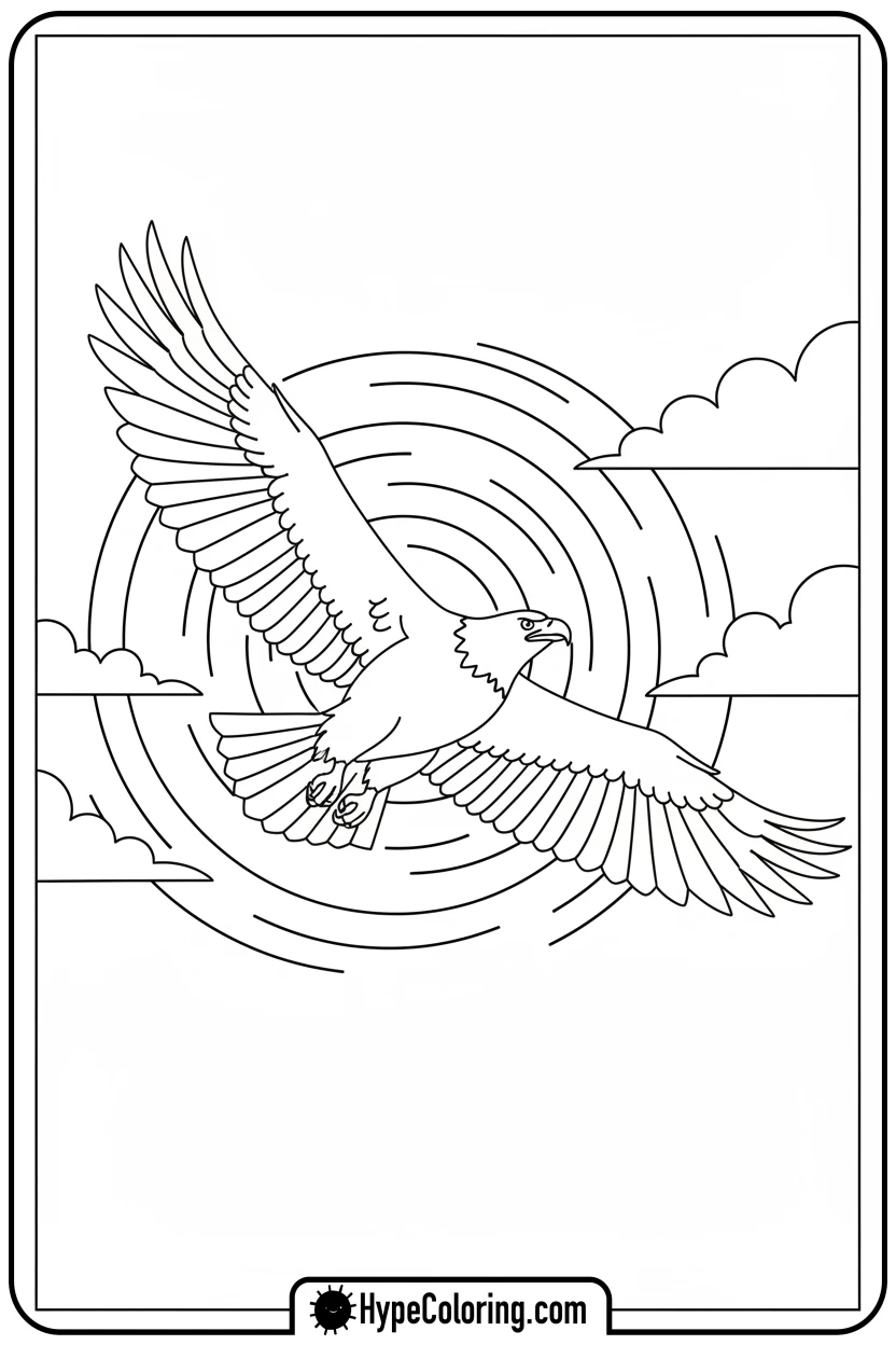 eagle-circling-in-sky - bald eagle coloring page