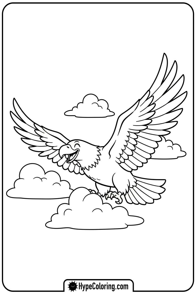 eagle-flying-through-clouds - bald eagle coloring page