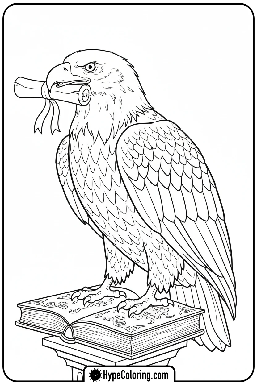 eagle-holding-a-scroll - bald eagle coloring page
