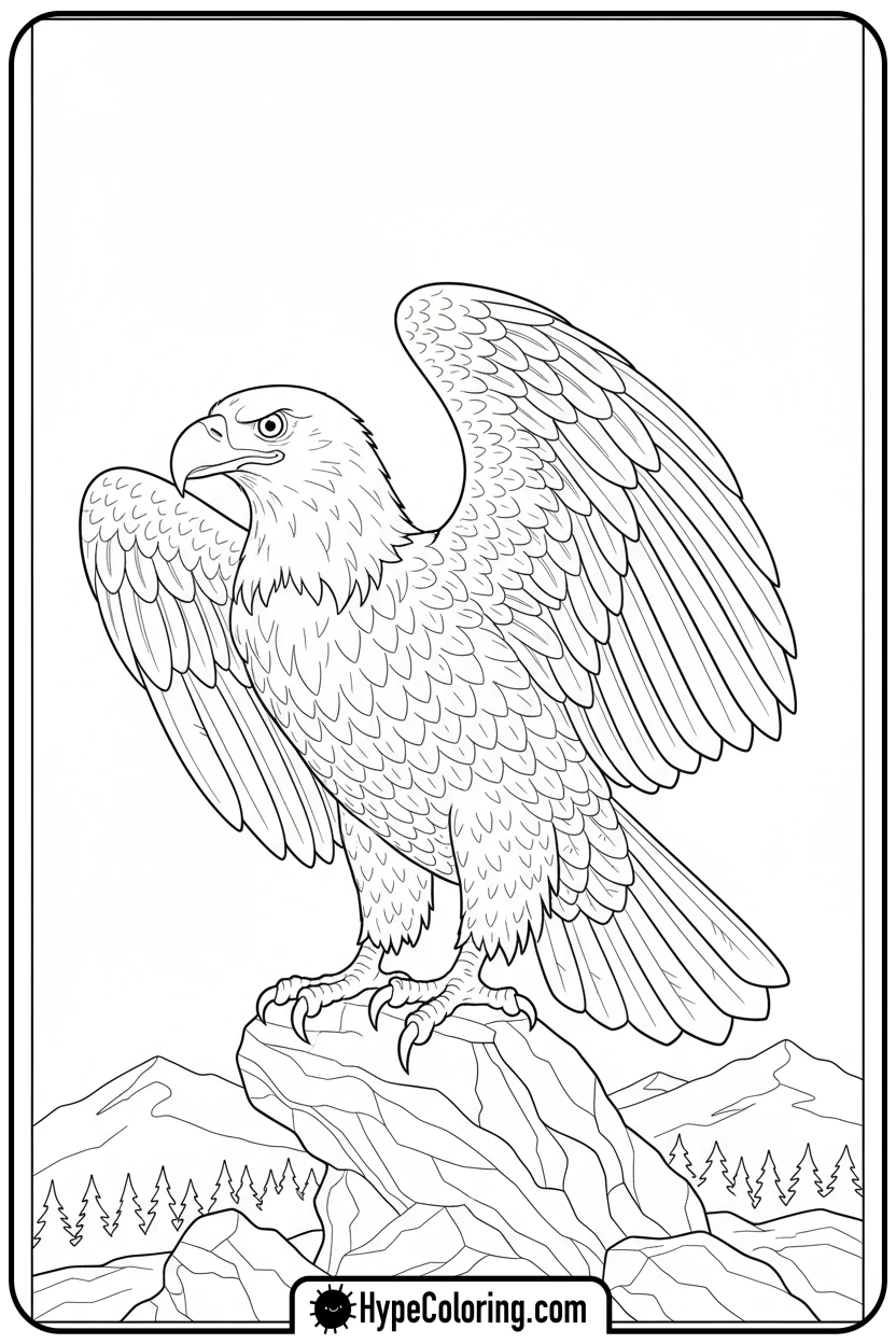 proud-eagle-stance - bald eagle coloring page