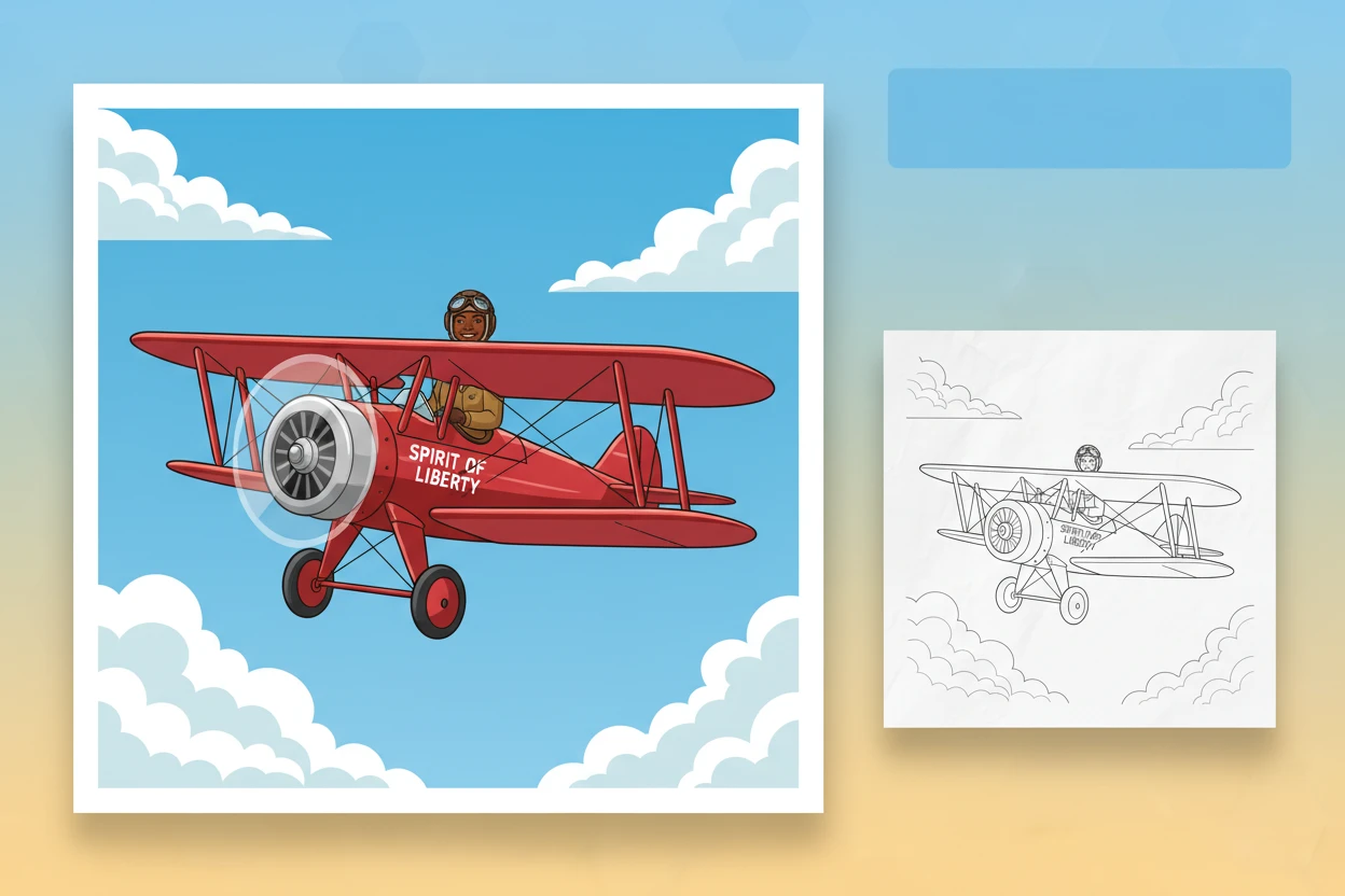 bessie-coleman-with-a-confident - black history coloring pages