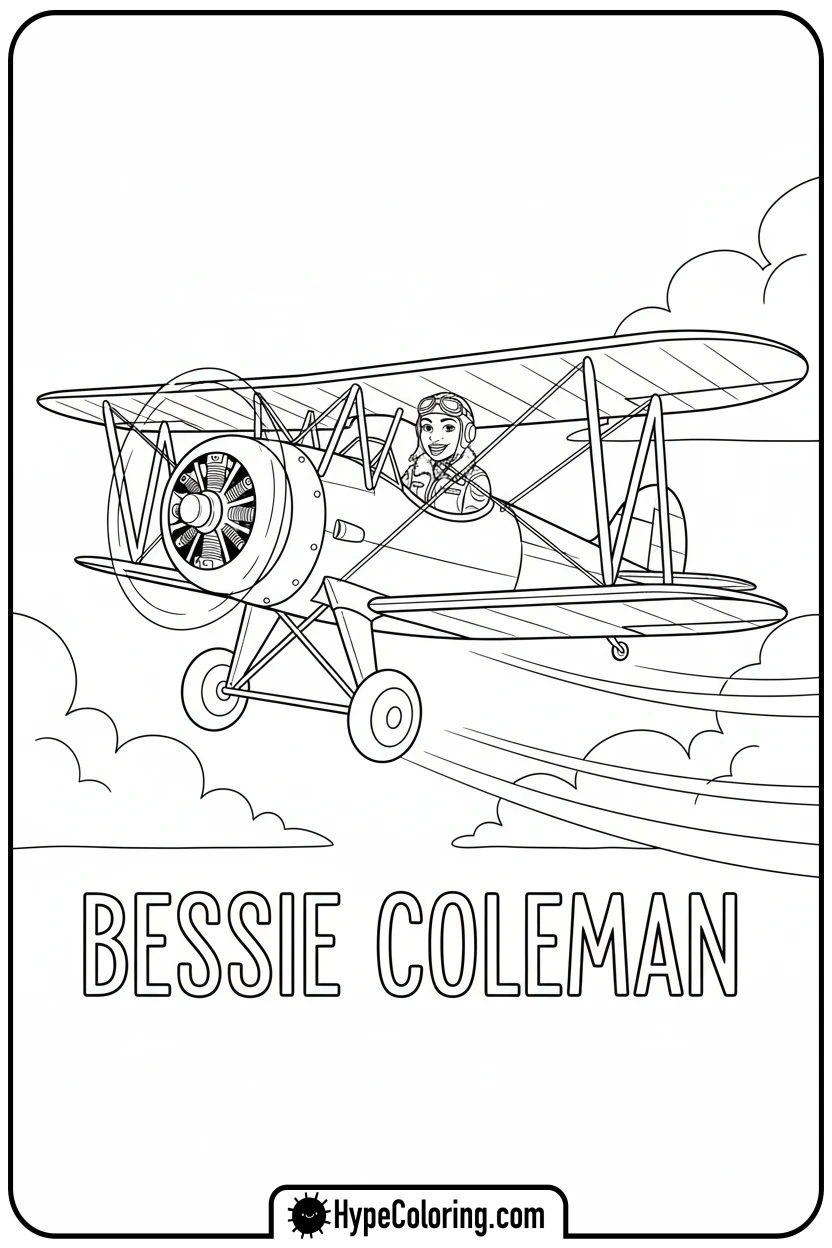bessie-coleman-flying-plane - black history coloring pages