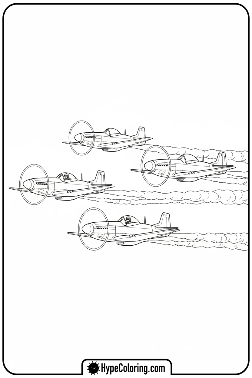 tuskegee-airmen-flying-formation - black history coloring pages