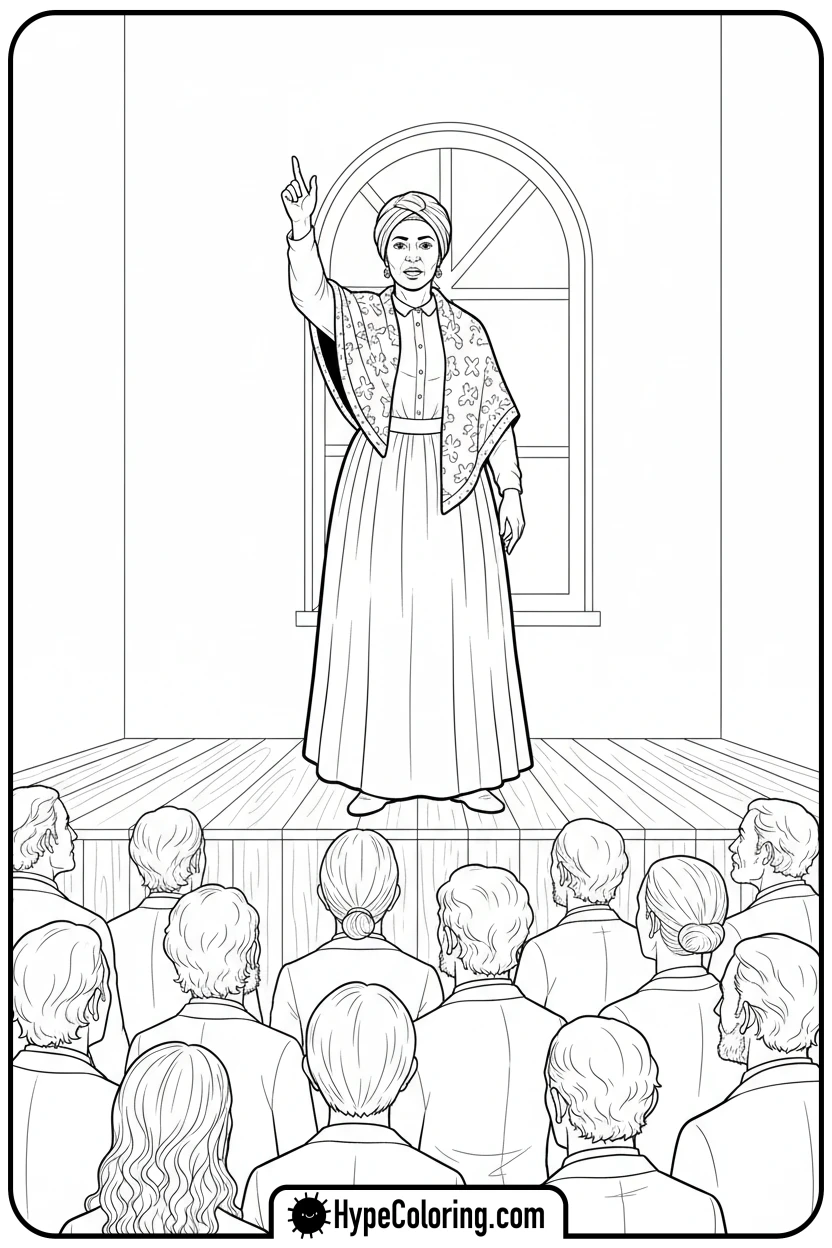 sojourner-truth-speaking - black history coloring pages