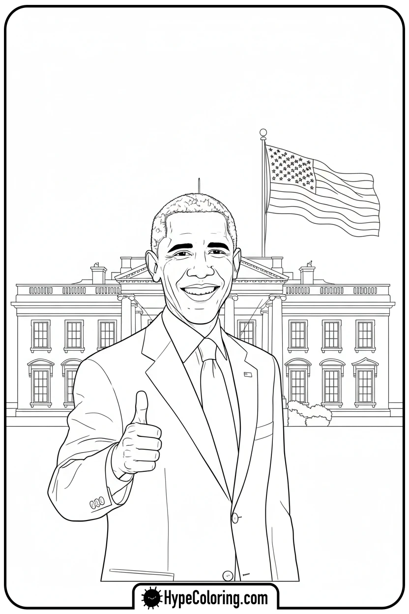 obama-giving-thumbs-up - black history coloring pages