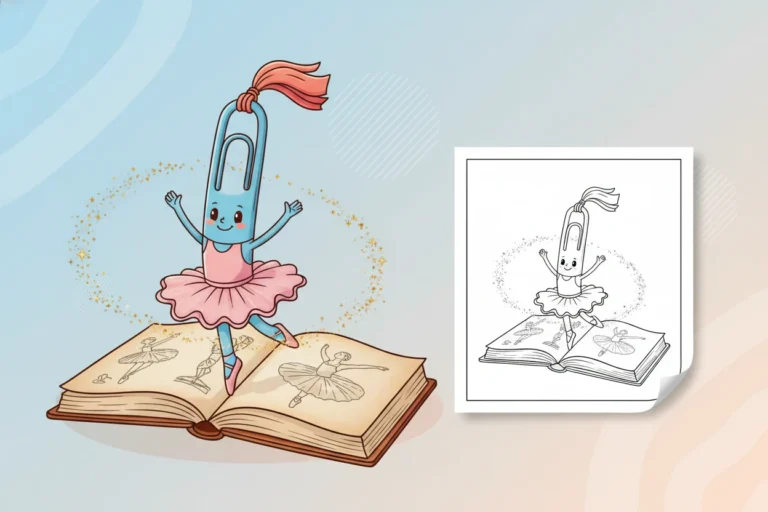a-dancing-bookmark-character-with - bookmark coloring pages