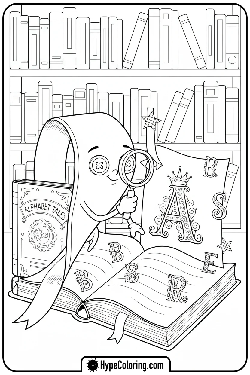 curious-bookmark-with-magnifying-glass - bookmark coloring pages