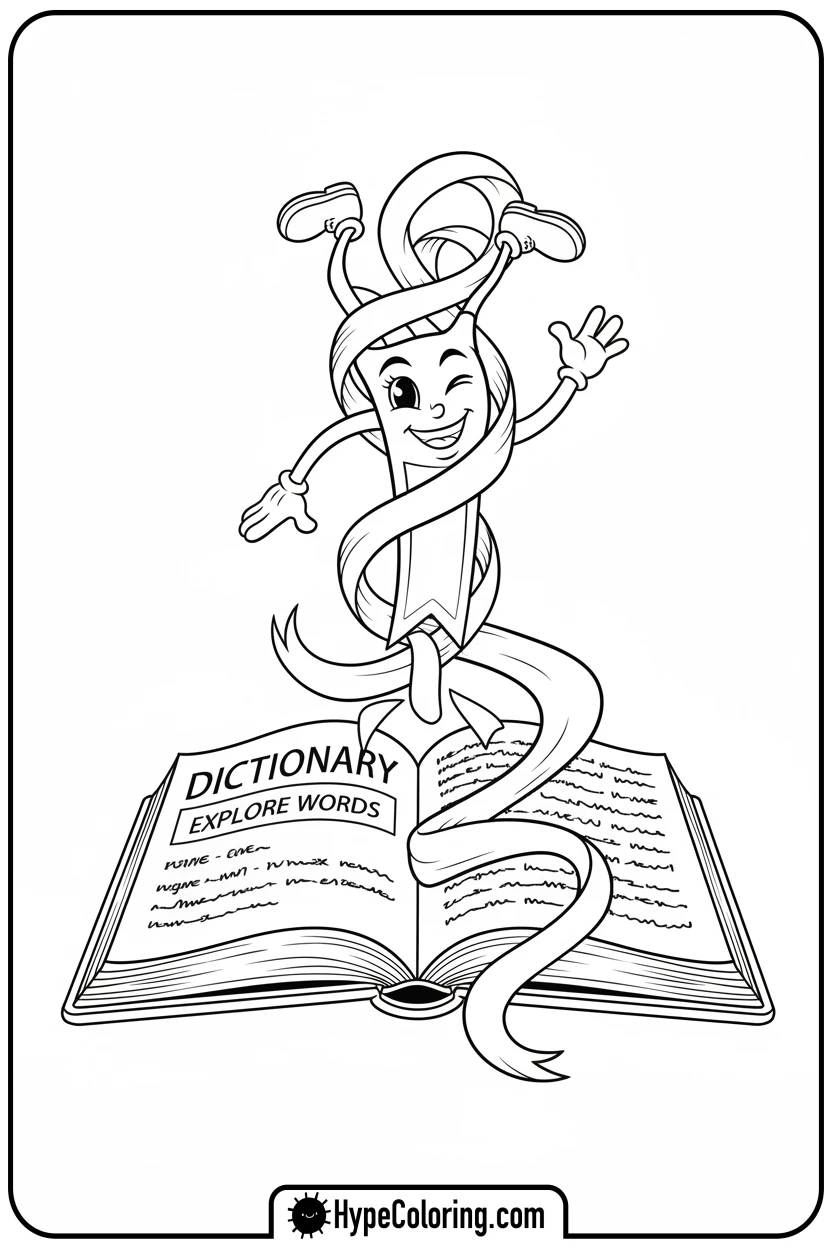 playful-bookmark-hanging-by-ribbon - bookmark coloring pages