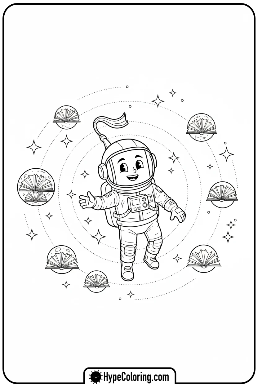 astronaut-bookmark-in-space - bookmark coloring pages