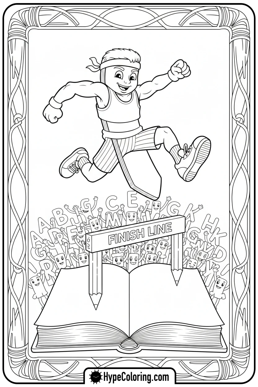 sporty-bookmark-jumping-hurdles - bookmark coloring pages