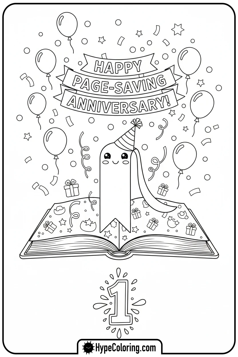party-bookmark-celebrating - bookmark coloring pages