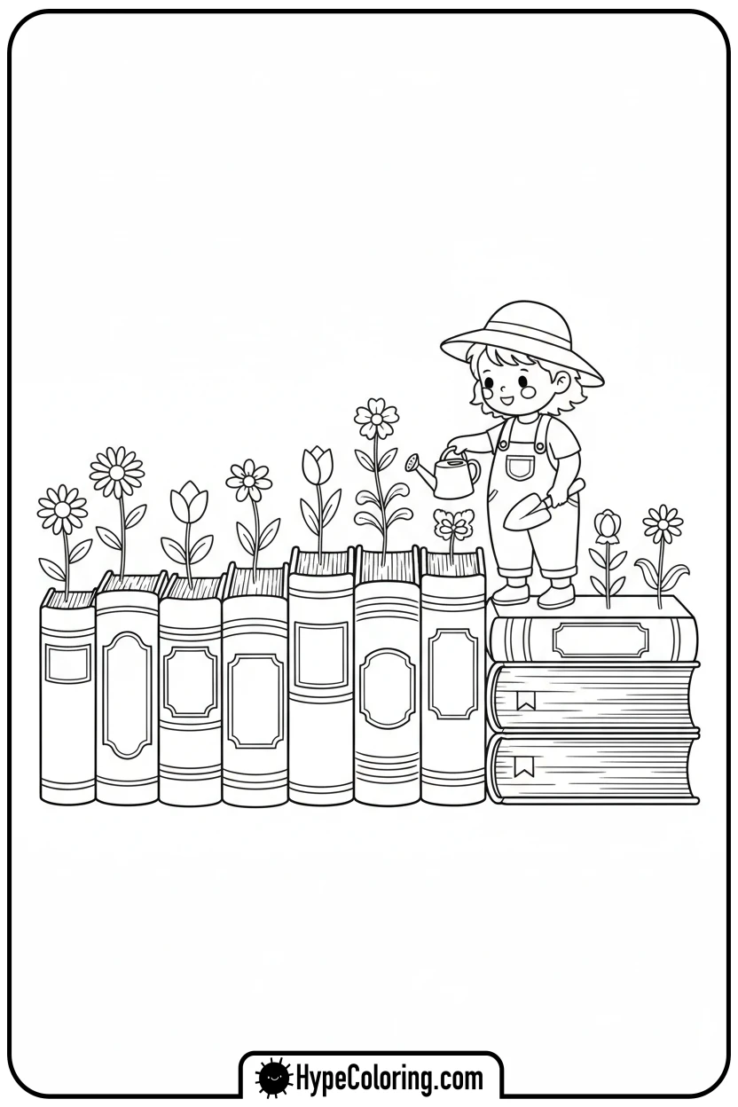 bookmark-gardening-with-books - bookmark coloring pages