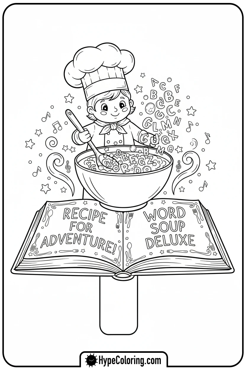 chef-bookmark-making-word-soup - bookmark coloring pages