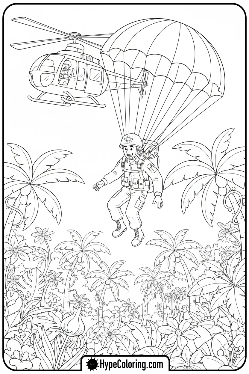 soldier-descending-from-helicopter - call of duty coloring pages