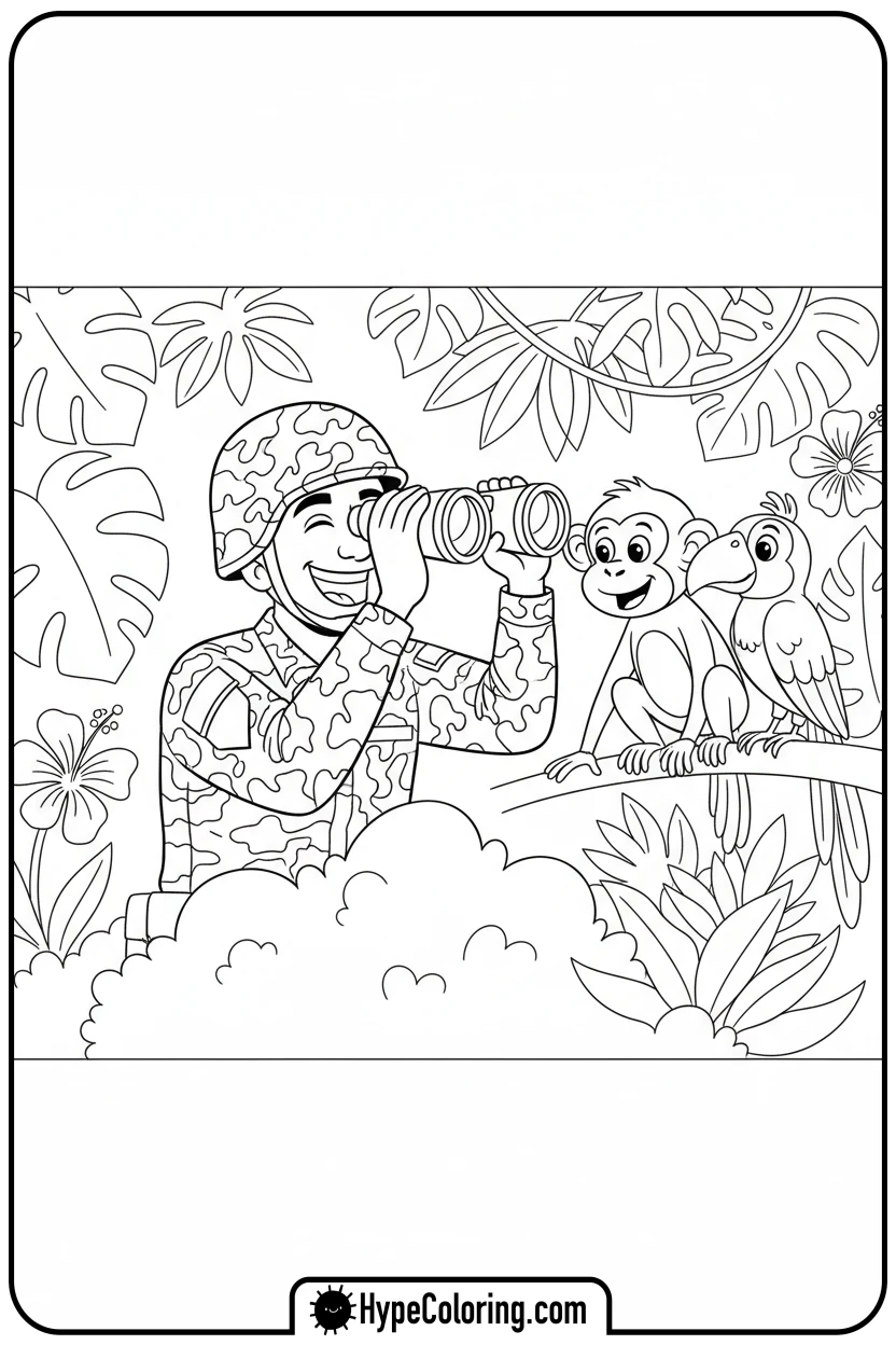 soldier-observing-wildlife - call of duty coloring pages