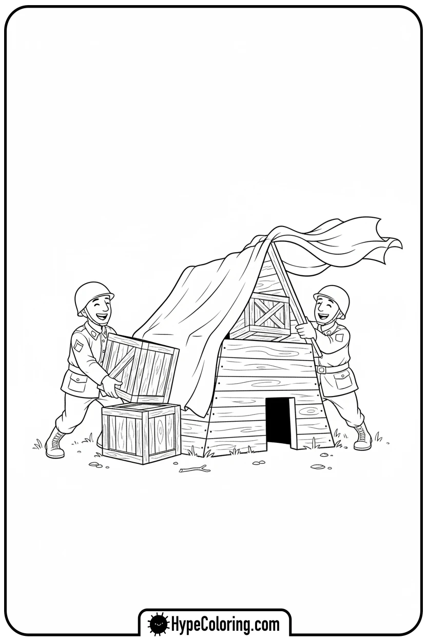 soldiers-building-fun-fort - call of duty coloring pages